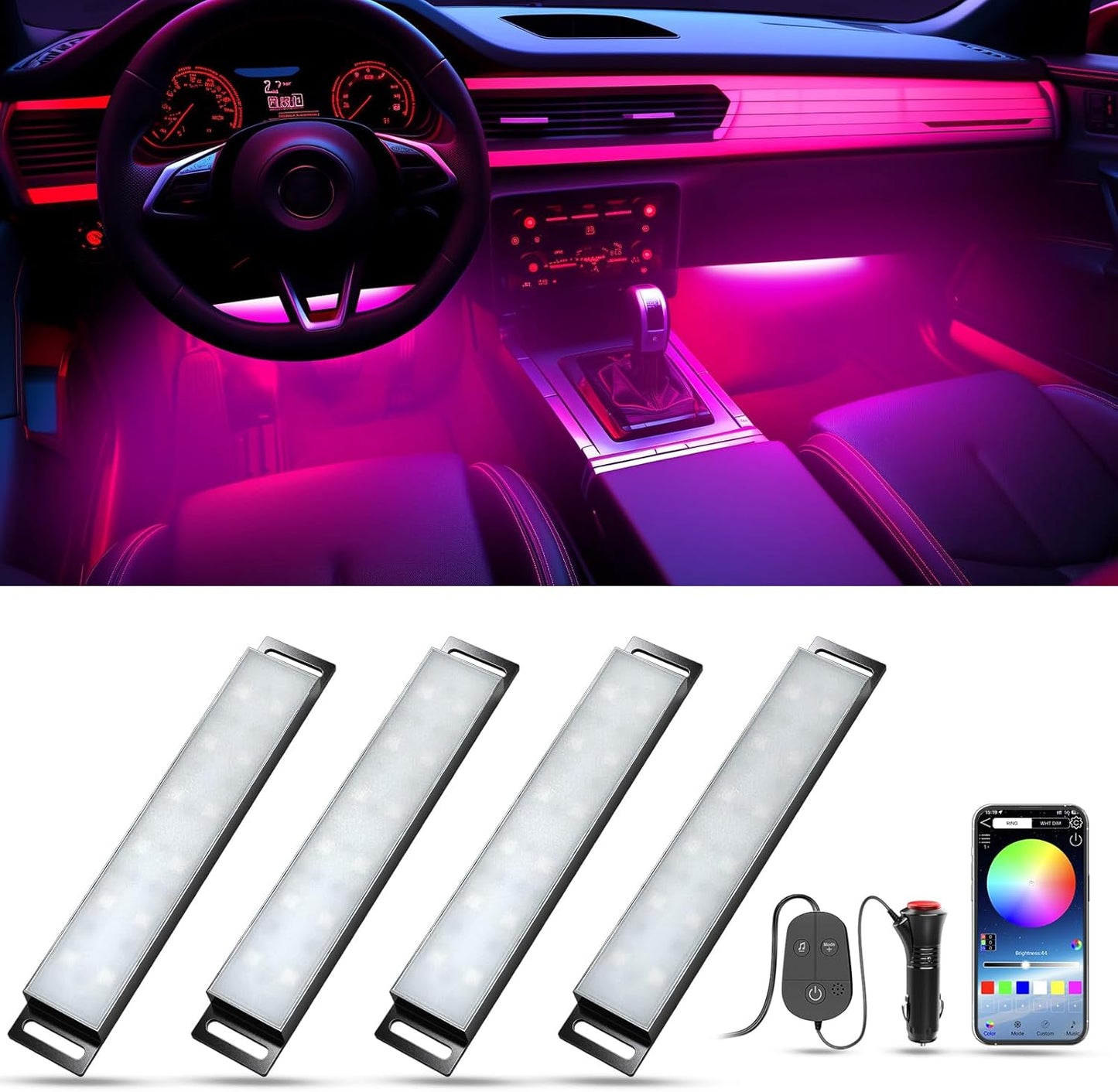 🚗 RGB Interior Car LED Kit – APP Controlled Ambient Lighting with Music Mode for Cars, Trucks & SUVs 💫🎧