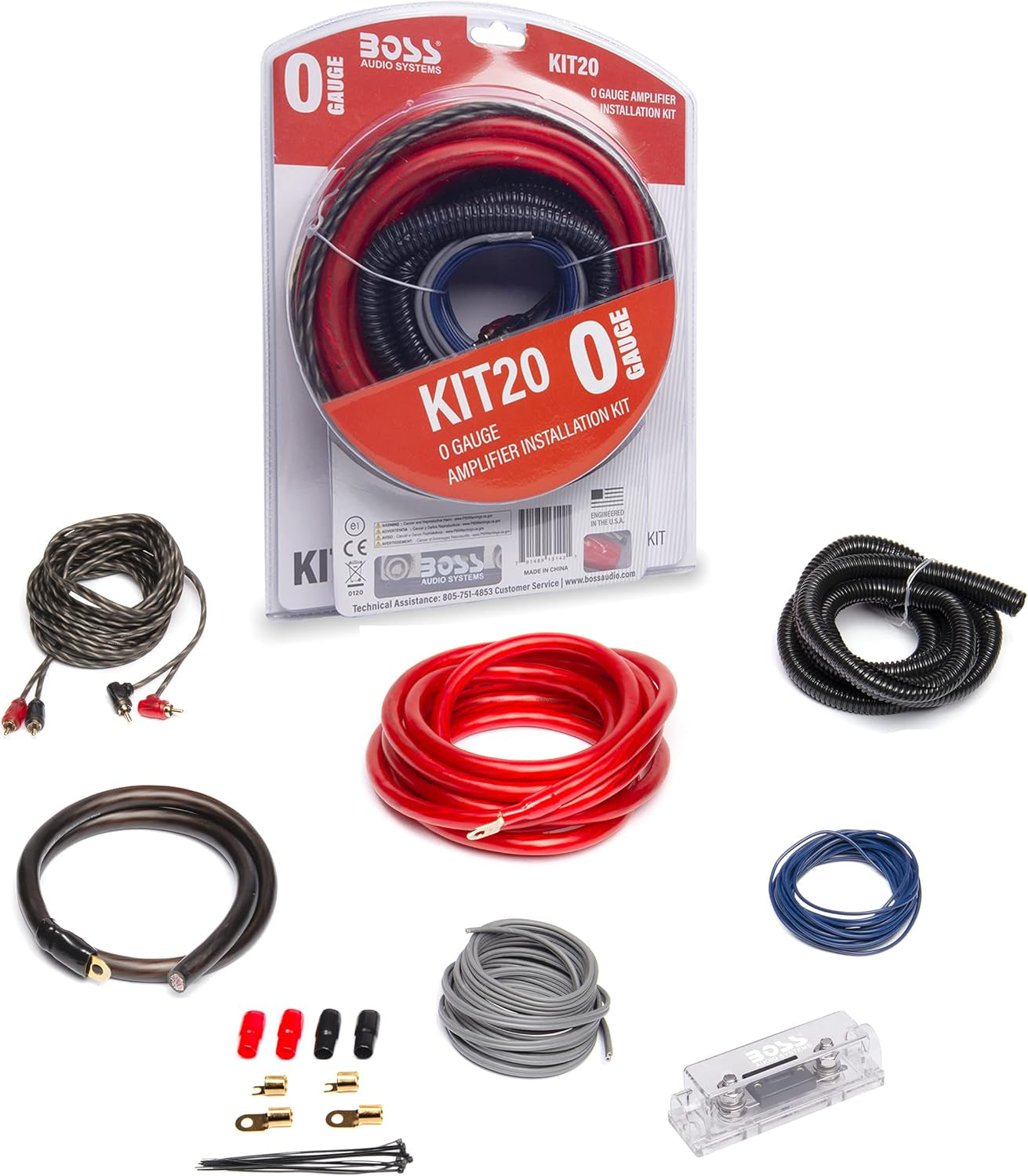π₯ KIT2 8-Gauge Complete Amp Install Kit β Includes Power, Ground, Turn-On & Speaker Wires π§π