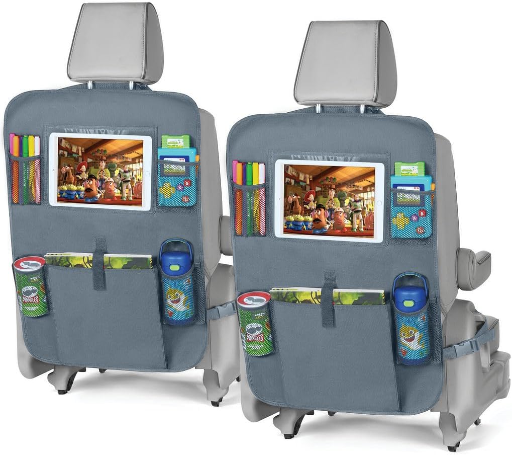 X-Large Waterproof Back Seat Covers for Kids - 2 Pack with 3 Pocket Storage Organizer, Ultimate Protection Against Dirt, Mud & Scratches