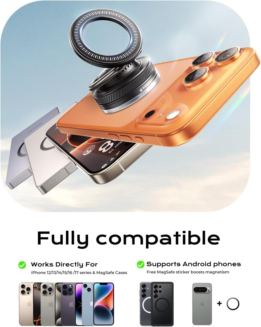 Magnetic Car Phone Mount — 2-in-1 Air Vent Holder + Car Fragrance Diffuser (360° Rotation)