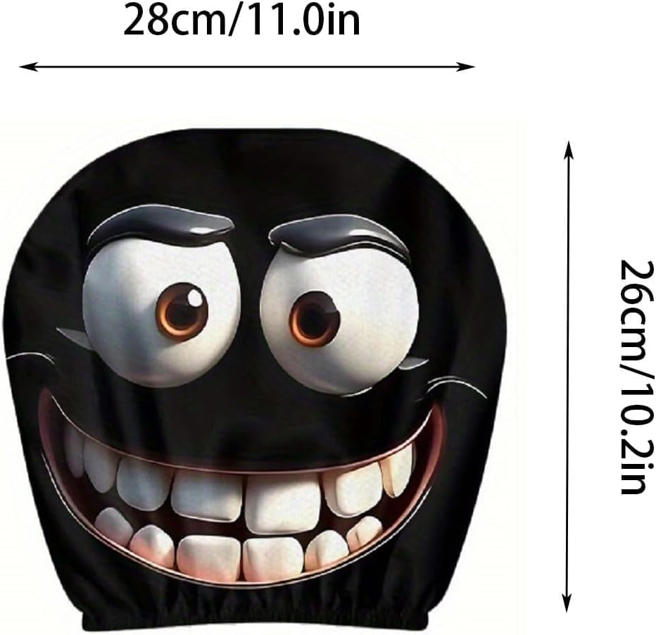 2PCS Cute Cartoon Car Headrest Covers - Funny Eyes Design for Auto Front Seatrest Decoration, Perfect Halloween Accessories