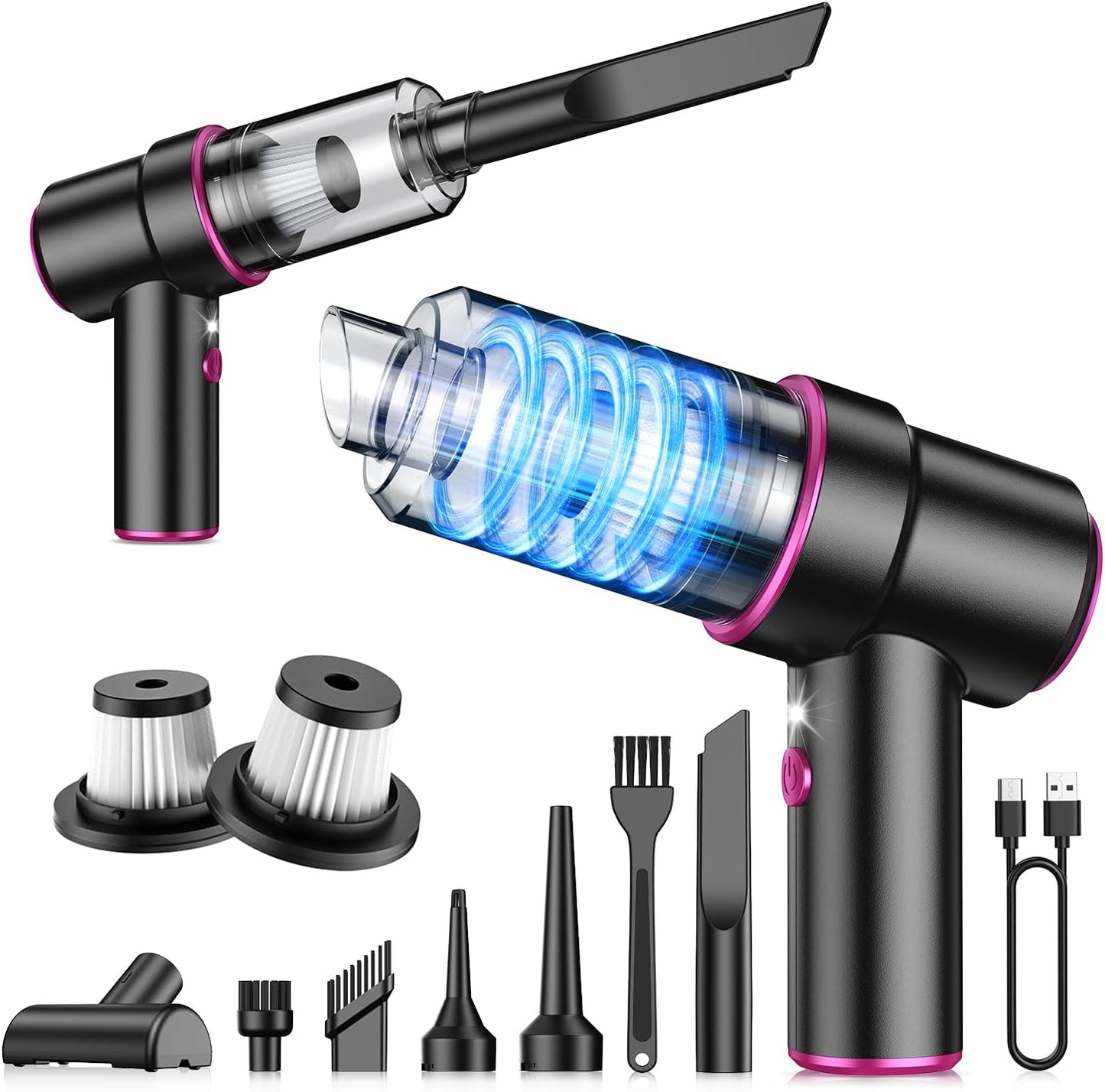 Cordless Car Vacuum — 12000PA Powerful Suction, 2-in-1 Portable Interior Cleaner