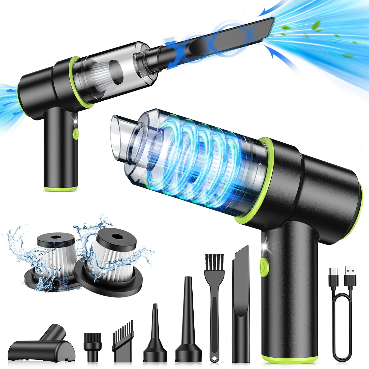 Cordless Car Vacuum — 12000PA Powerful Suction, 2-in-1 Portable Interior Cleaner