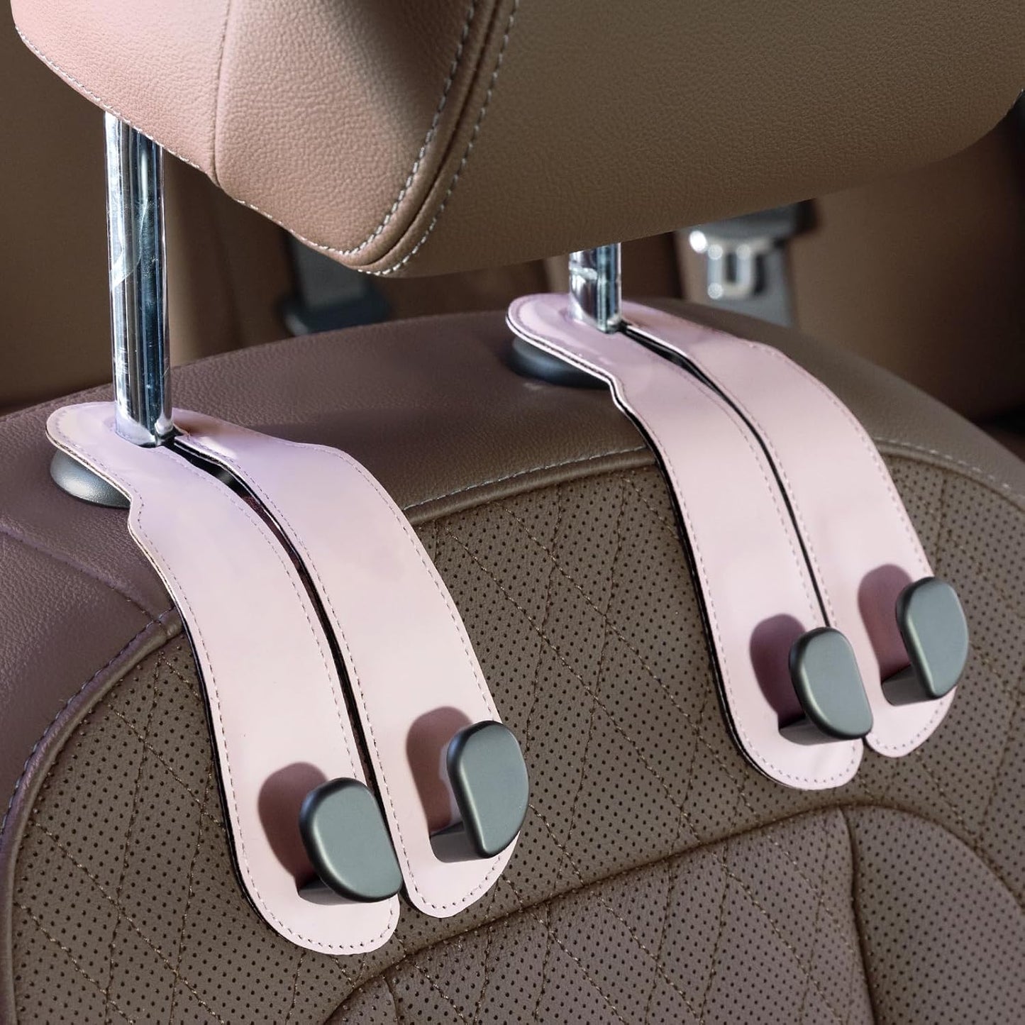 Premium Leather Car Purse Hook — Universal Seat Back Bag Holder (2-Pack)
