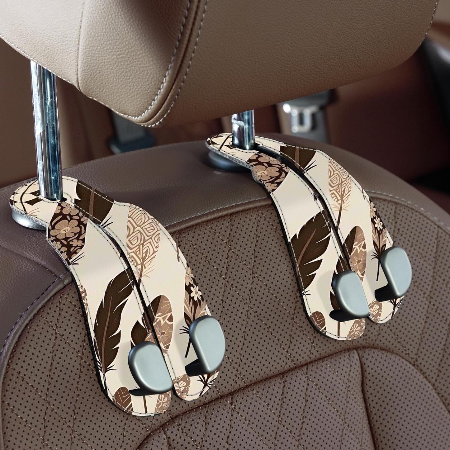 Premium Leather Car Purse Hook — Universal Seat Back Bag Holder (2-Pack)