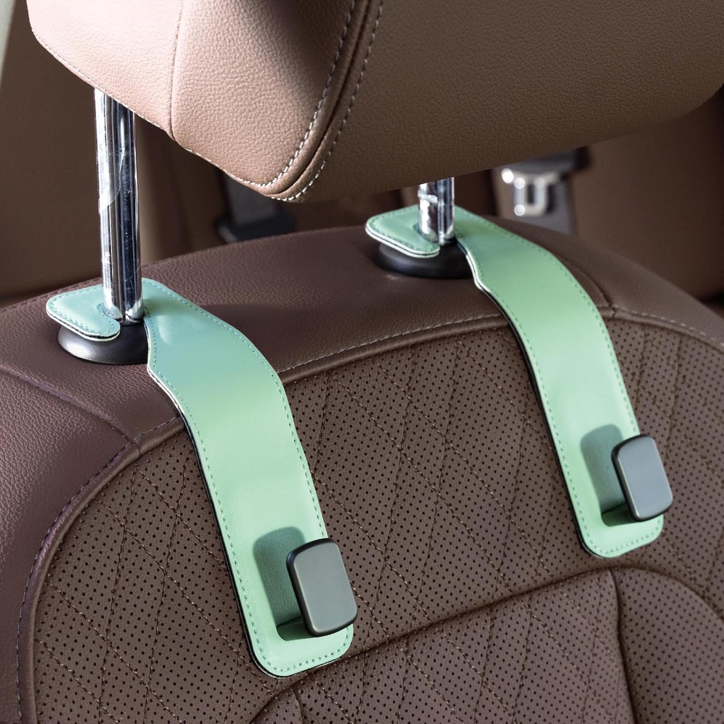 Premium Leather Car Purse Hook — Universal Seat Back Bag Holder (2-Pack)