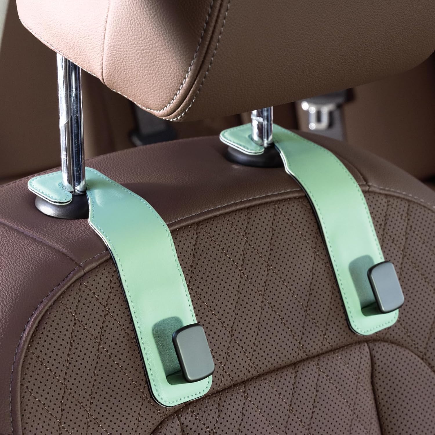 Premium Leather Car Purse Hook — Universal Seat Back Bag Holder (2-Pack)