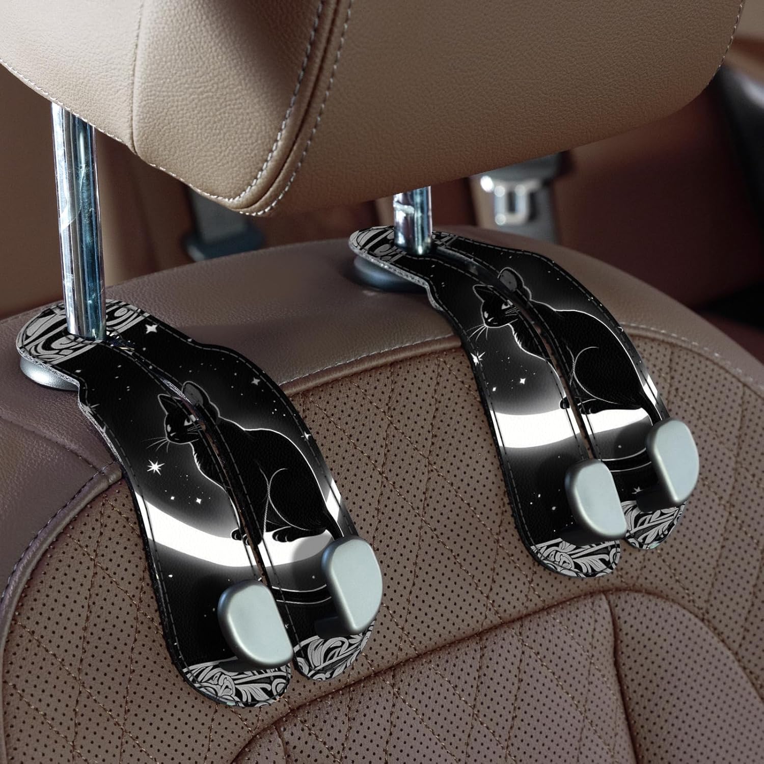 Premium Leather Car Purse Hook — Universal Seat Back Bag Holder (2-Pack)