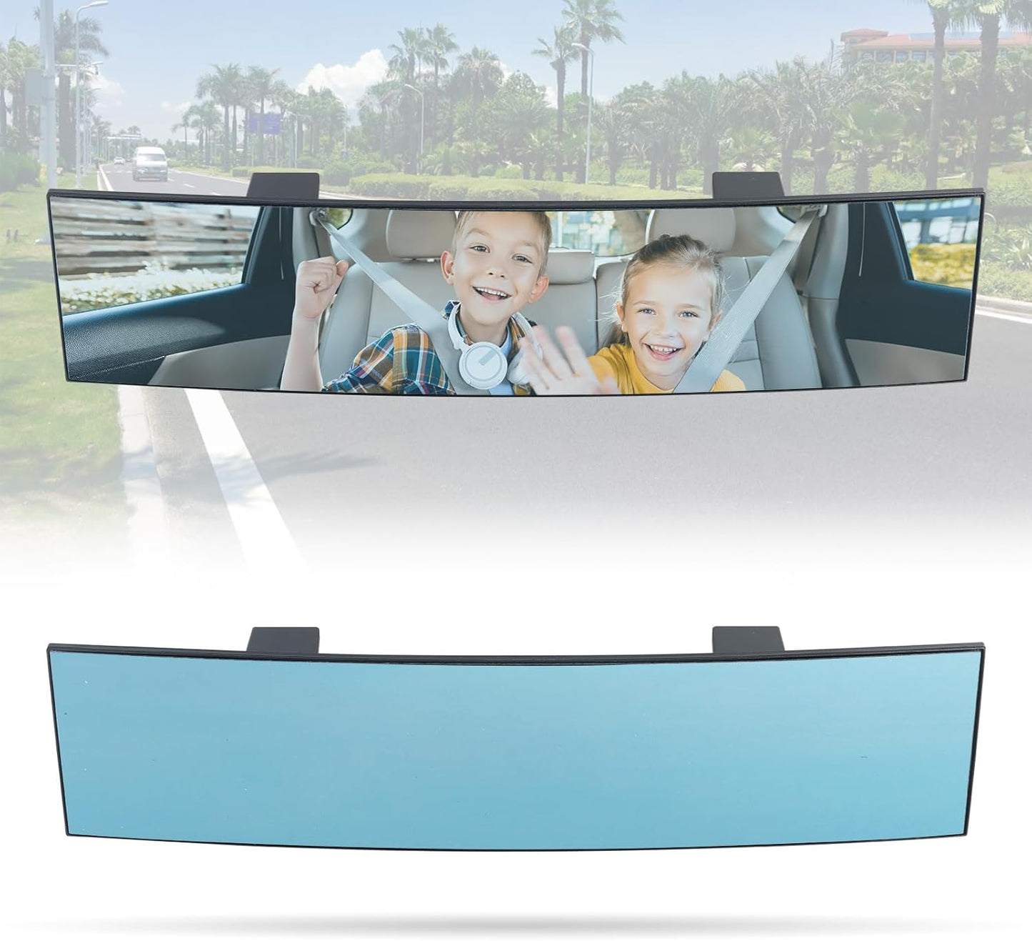 👶 15” Rear View Mirror with Baby Mirror – Panoramic Blind Spot Extender