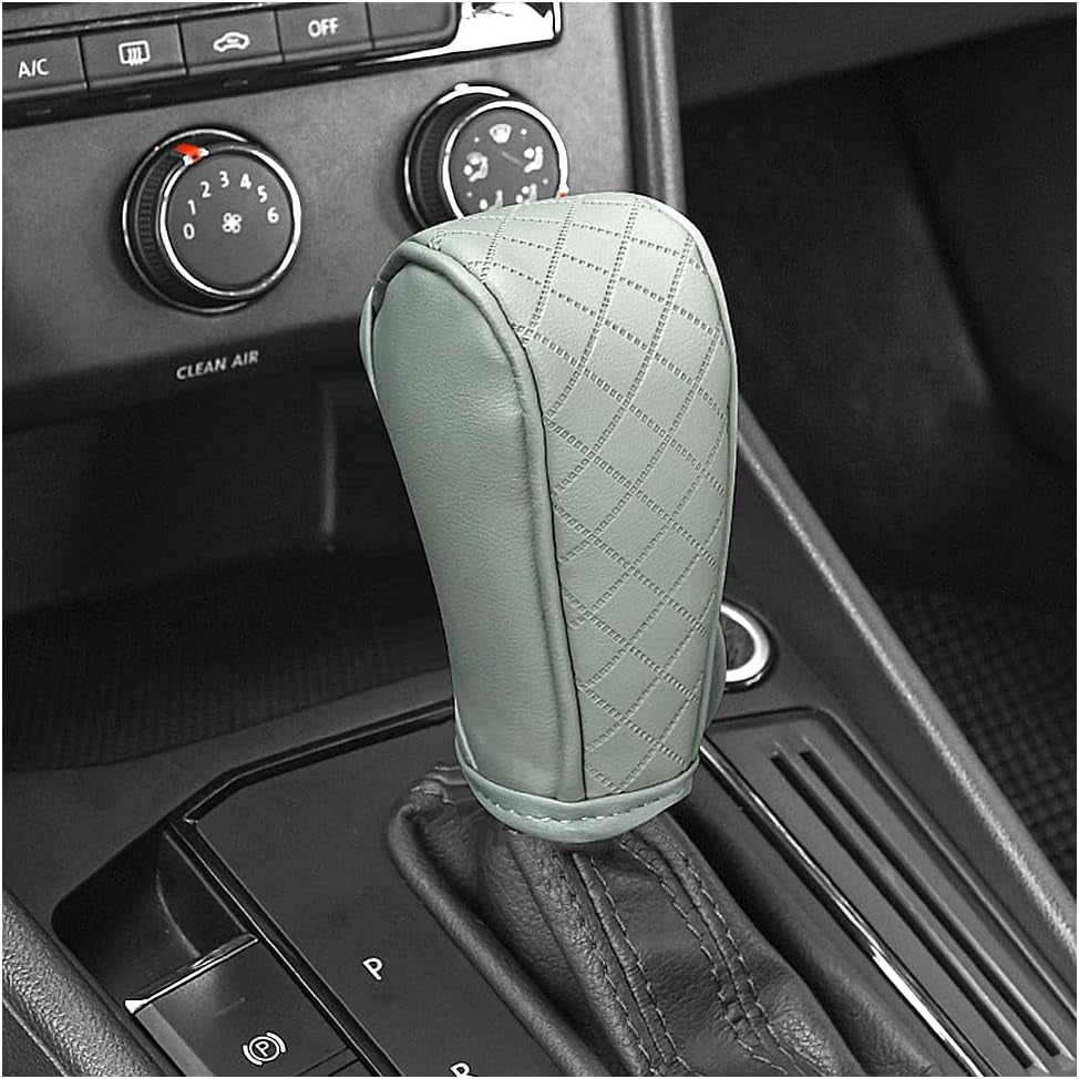 Stylish Black/Red Leather Gear Shift Cover with Diamond Embroidery - Universal Protection for Cars, Trucks, and SUVs!