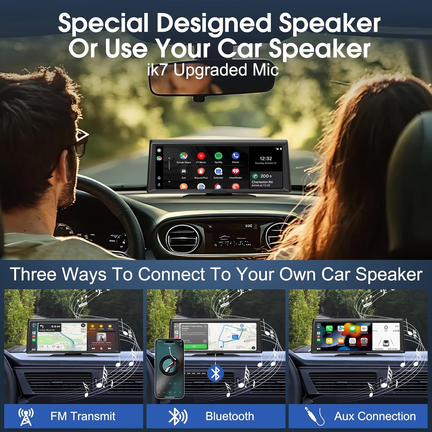 π± 8.1β Wireless Portable CarPlay Screen β 2K Dash Cam, Android Auto, GPS, Voice Control & Backup Cam πβ¨