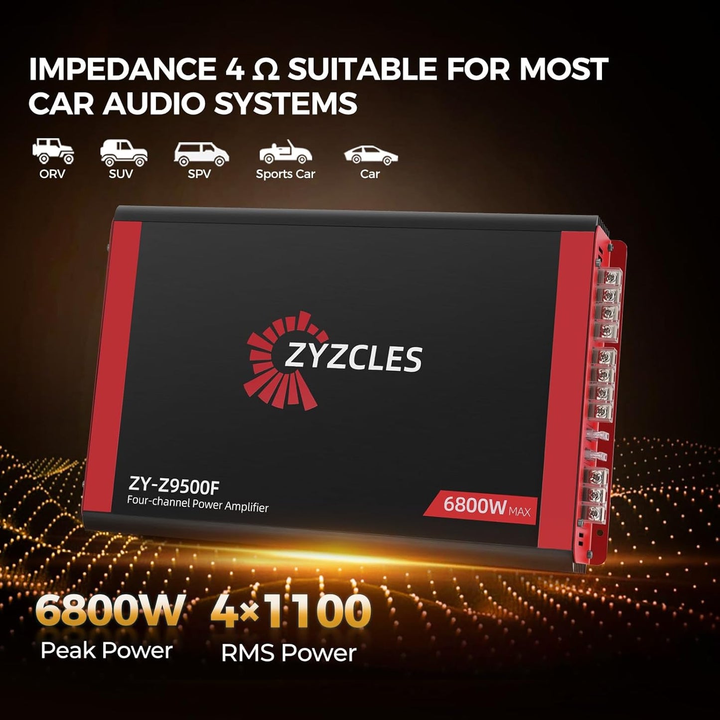πͺ 2026 4-Channel Car Amplifier β 6800W Max Power Beast, Class AB Audio Performance π₯π