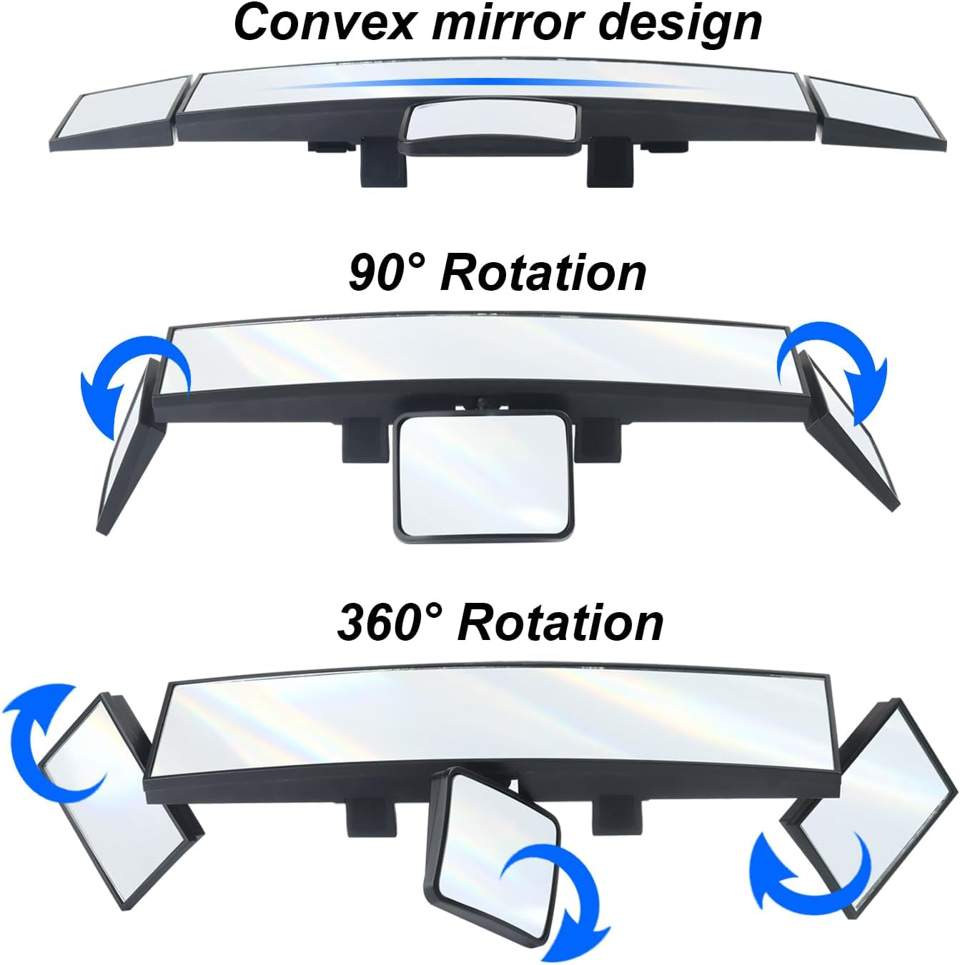👶 15” Rear View Mirror with Baby Mirror – Panoramic Blind Spot Extender