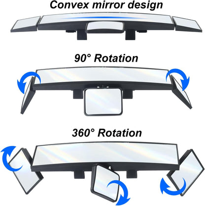 👶 15” Rear View Mirror with Baby Mirror – Panoramic Blind Spot Extender