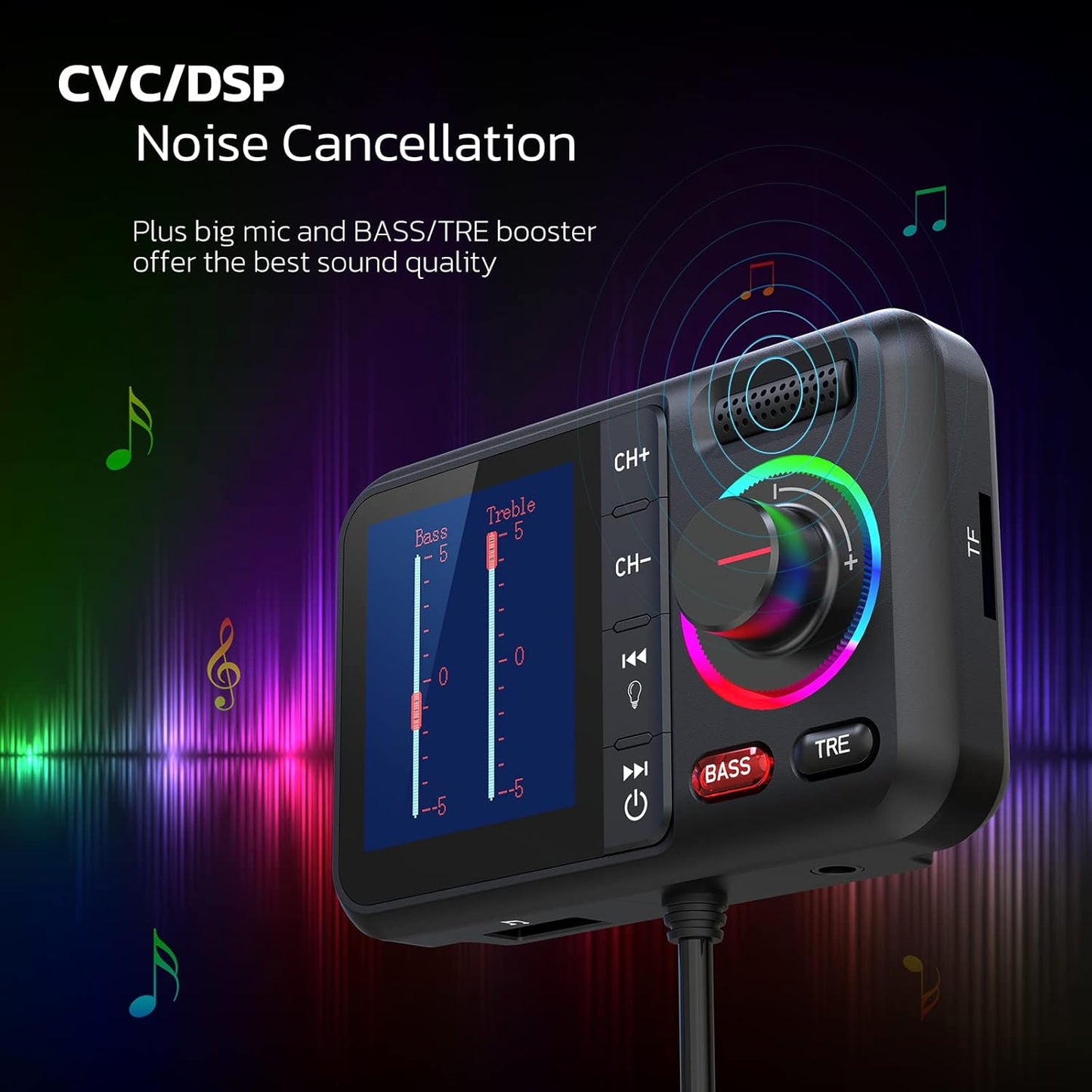 🎙 Bluetooth FM Transmitter for Car – V5.0 Adapter with Big Display, QC3.0 Fast Charge & Bass Boost 🔋🎶