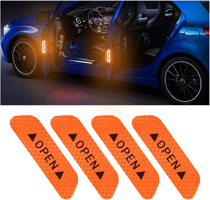 4PCS Reflective Door Warning Stickers – Anti-Collision Safety Decals 💡🚗