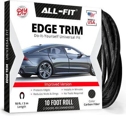 All-Fit Universal Car Door Edge Protector - Flexible DIY Trim to Prevent Scratches & Dings (10 Ft - Red)