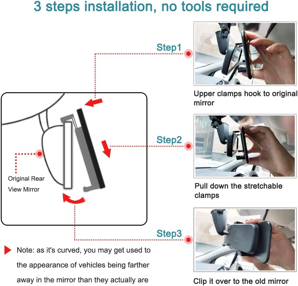 🪞 Frameless Anti-Glare Rearview Mirror – Panoramic Wide Interior View