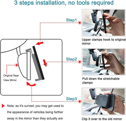 🪞 Frameless Anti-Glare Rearview Mirror – Panoramic Wide Interior View