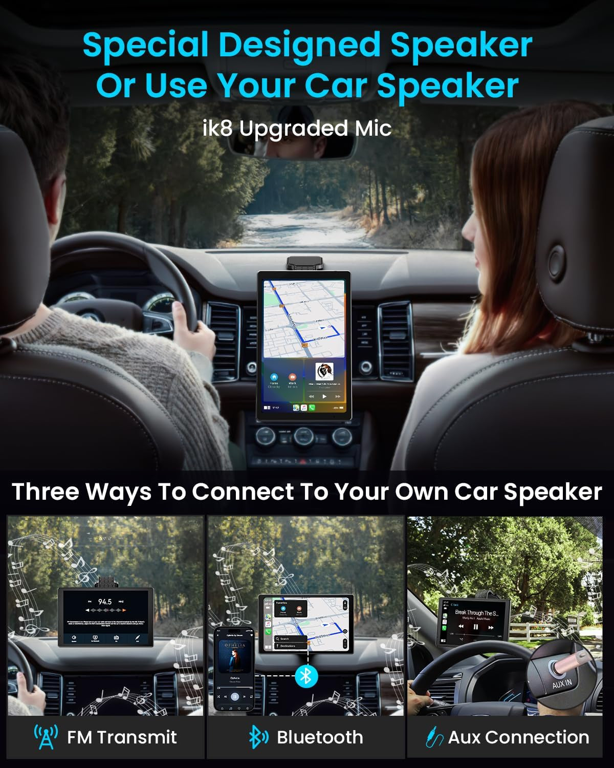 🚙 8” Wireless CarPlay Display – Android Auto, 1080P Backup Cam, GPS, Rotatable Touchscreen 📡💫