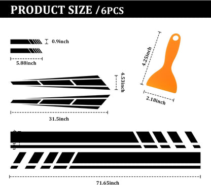 6PCS Car Racing Stripe Kit – Hood, Side & Mirror Decals ⚡🏎️