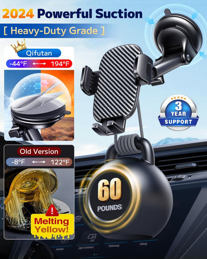 Universal  Car Phone Holder - Hands-Free Mount for Windshield, Dashboard & Air Vent - Fits All Smartphones & Cameras