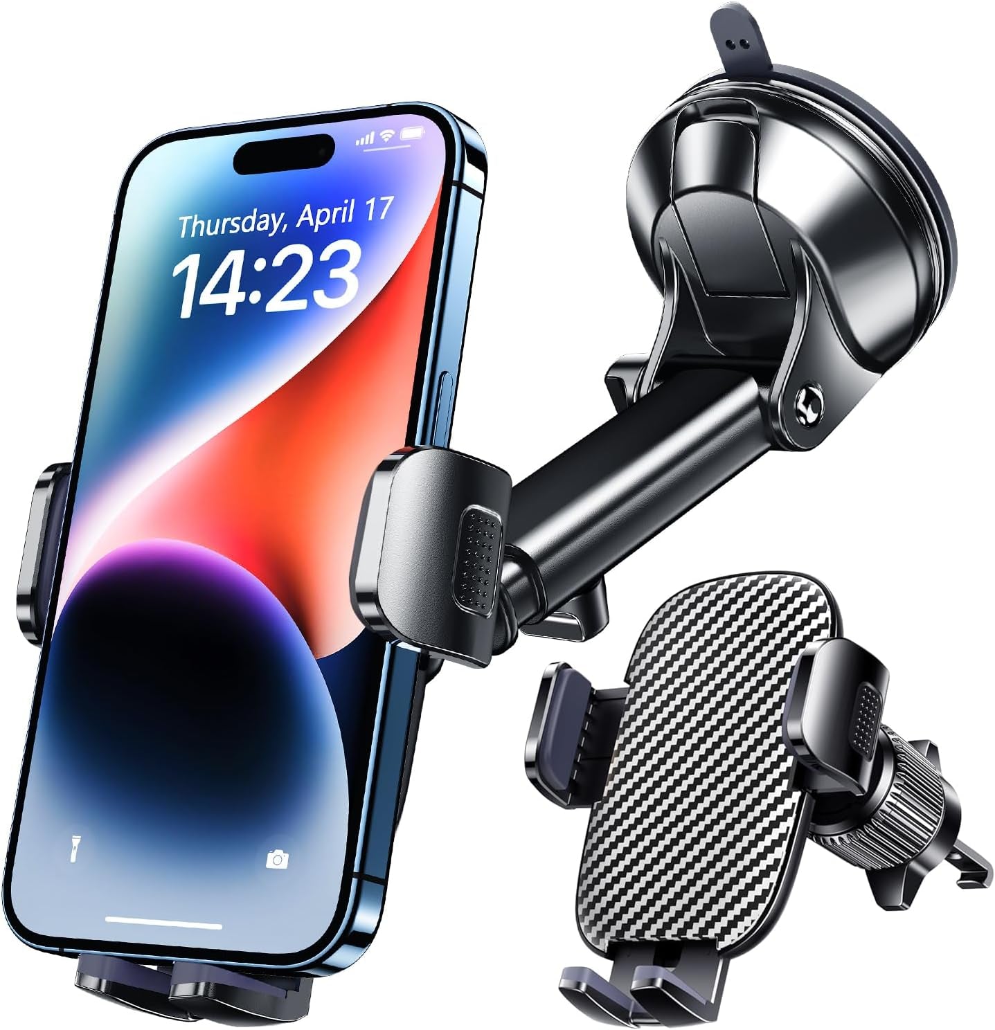 Universal  Car Phone Holder - Hands-Free Mount for Windshield, Dashboard & Air Vent - Fits All Smartphones & Cameras