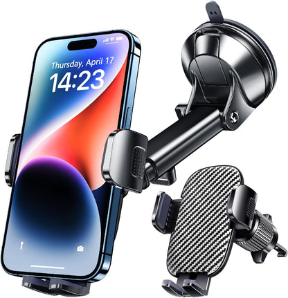 Universal  Car Phone Holder - Hands-Free Mount for Windshield, Dashboard & Air Vent - Fits All Smartphones & Cameras