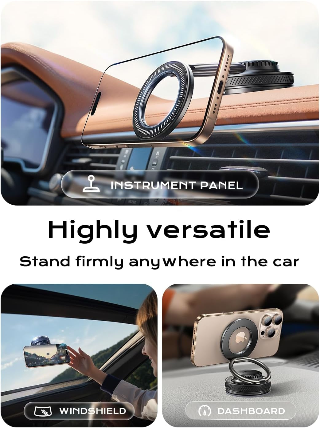 Magnetic Car Phone Mount — 2-in-1 Air Vent Holder + Car Fragrance Diffuser (360° Rotation)