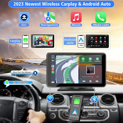 Wireless Car Stereo – 7” Touchscreen Apple CarPlay & Android Auto with Backup Camera 📱🚘