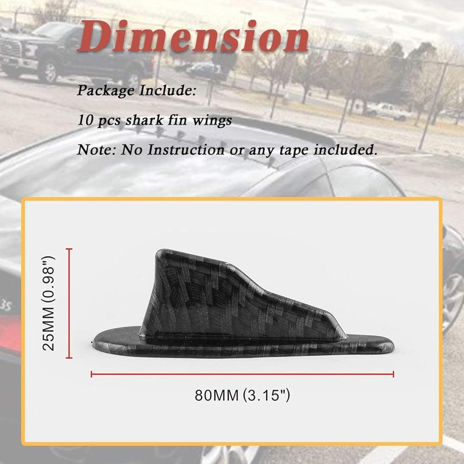 Upgrade Your Ride:  10-Piece Shark Fin Diffuser Kit - Carbon Fiber Style for Spoiler Roof Wings & Enhanced Airflow