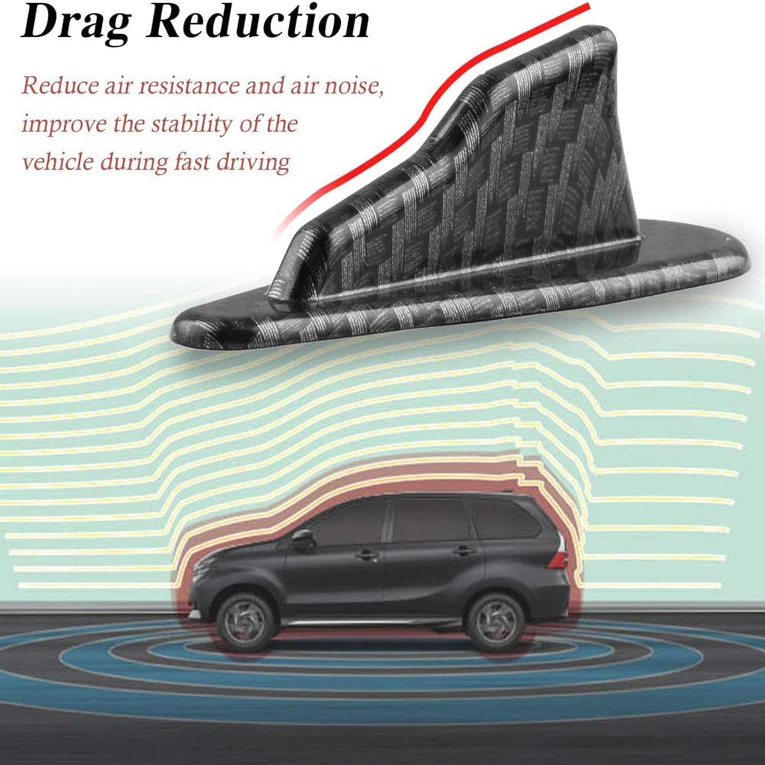 Upgrade Your Ride:  10-Piece Shark Fin Diffuser Kit - Carbon Fiber Style for Spoiler Roof Wings & Enhanced Airflow