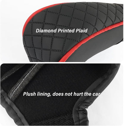 Stylish Black/Red Leather Gear Shift Cover with Diamond Embroidery - Universal Protection for Cars, Trucks, and SUVs!