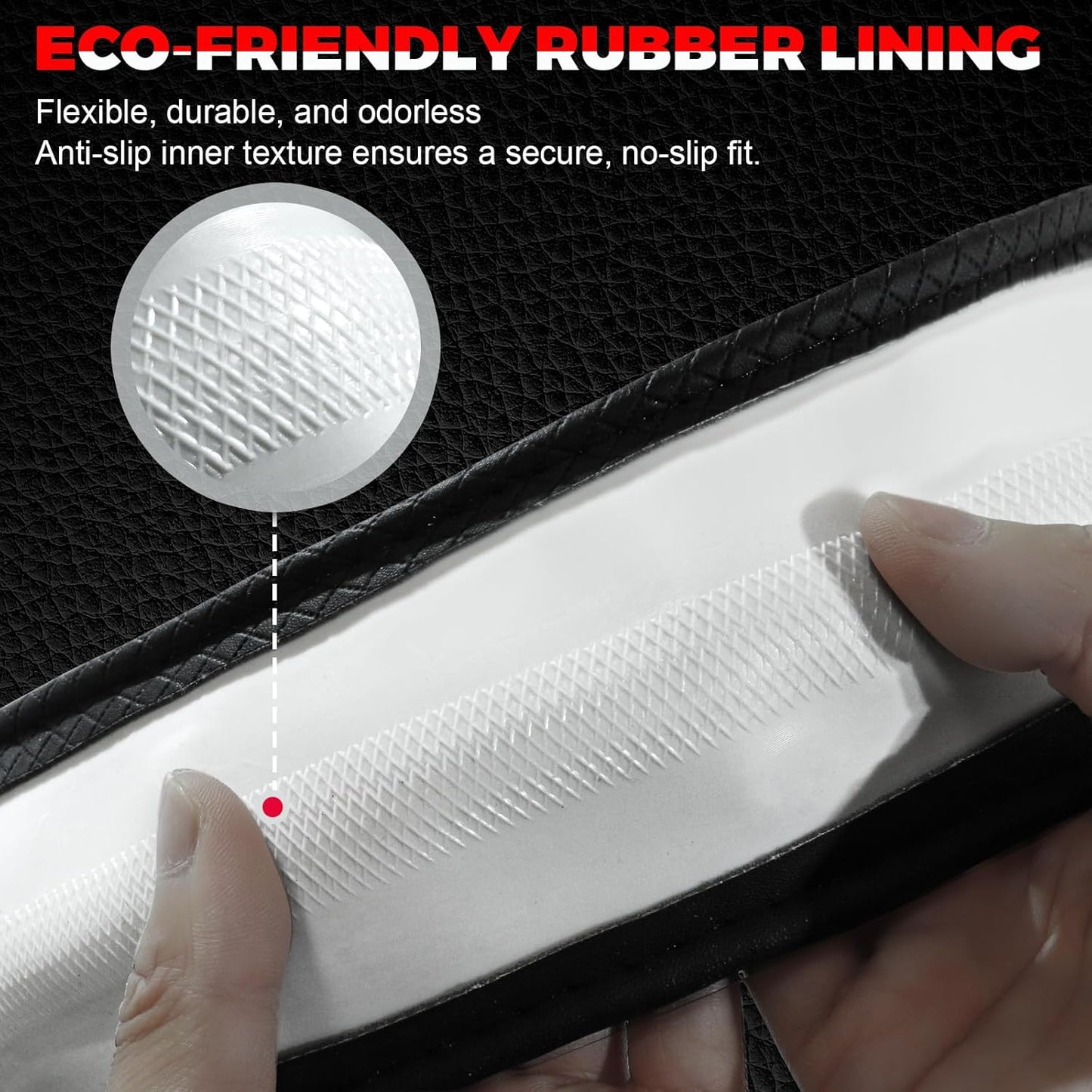 Premium Microfiber Leather Steering Wheel Cover with Anti-Slip Lining - Universal Fit for 14.5-15 Inch Wheels - Sleek Black Design