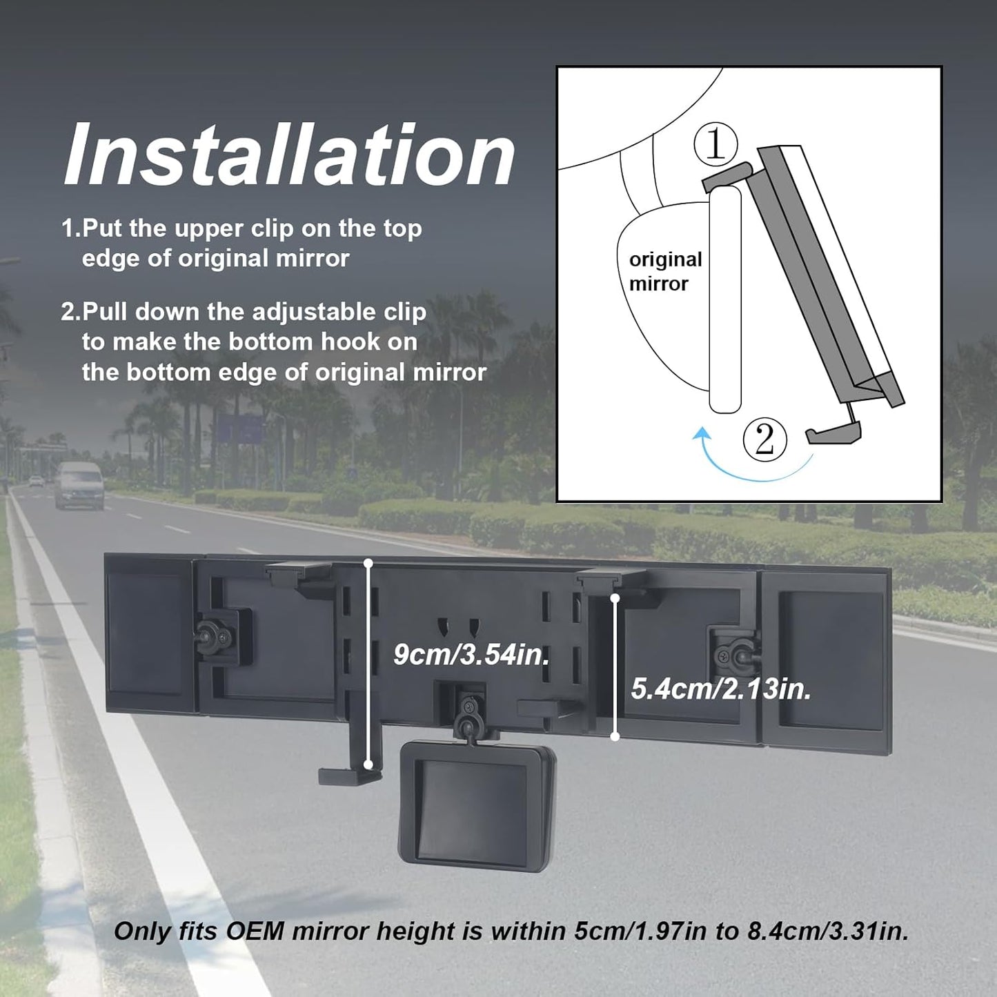 👶 15” Rear View Mirror with Baby Mirror – Panoramic Blind Spot Extender