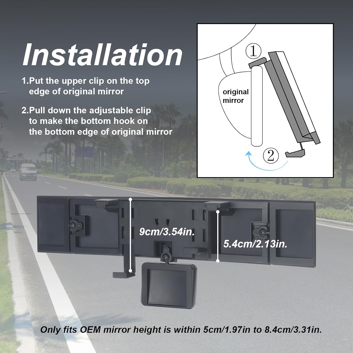 👶 15” Rear View Mirror with Baby Mirror – Panoramic Blind Spot Extender