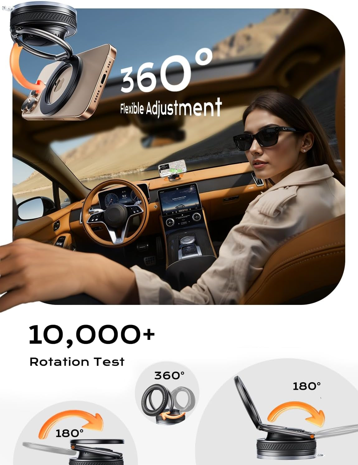 Magnetic Car Phone Mount — 2-in-1 Air Vent Holder + Car Fragrance Diffuser (360° Rotation)