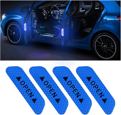 4PCS Reflective Door Warning Stickers – Anti-Collision Safety Decals 💡🚗