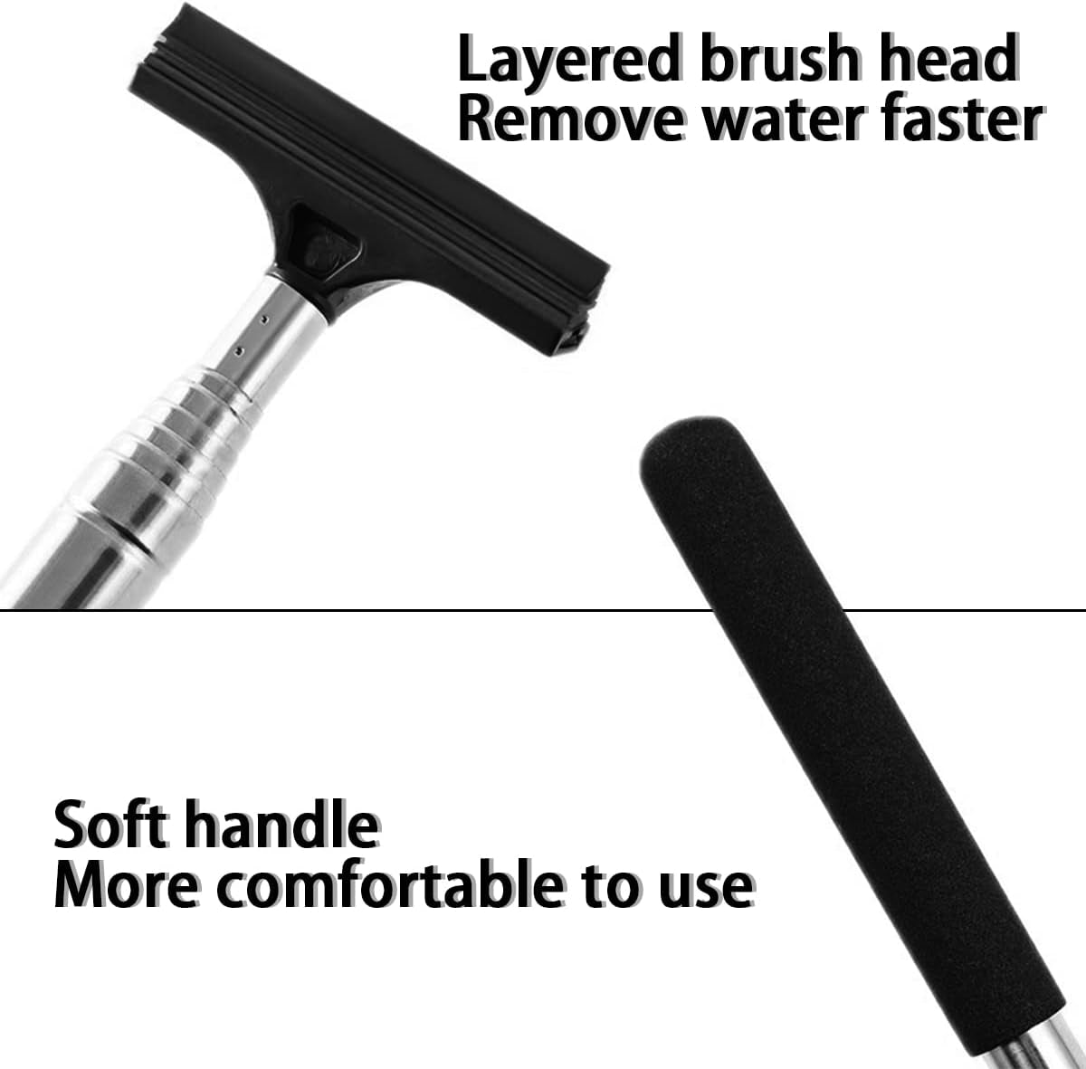 Ultimate Car Rearview Mirror Wiper - Retractable Auto Glass Squeegee with Telescopic Rod, Portable Water Cleaner for All Vehicles (Black)