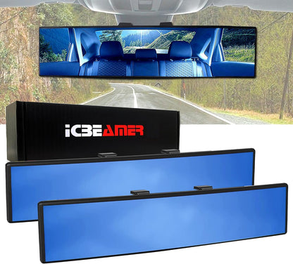 🔵 14.2” Clip-On Rear View Mirror – Wide Angle Blue Tint Anti-Glare
