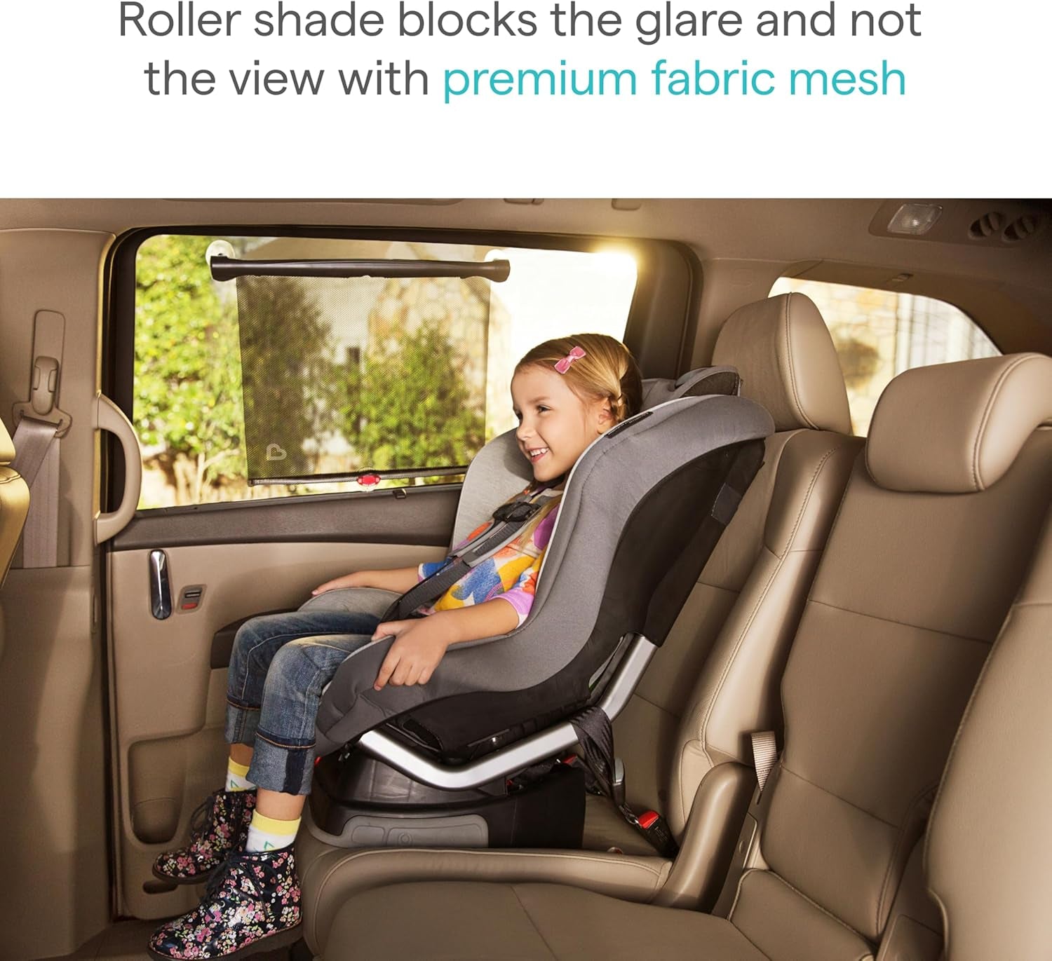 Protective  Brica Sun Safety Car Window Shades – 2 Pack with Heat Alert, Blocks UVA/UVB Rays, Black