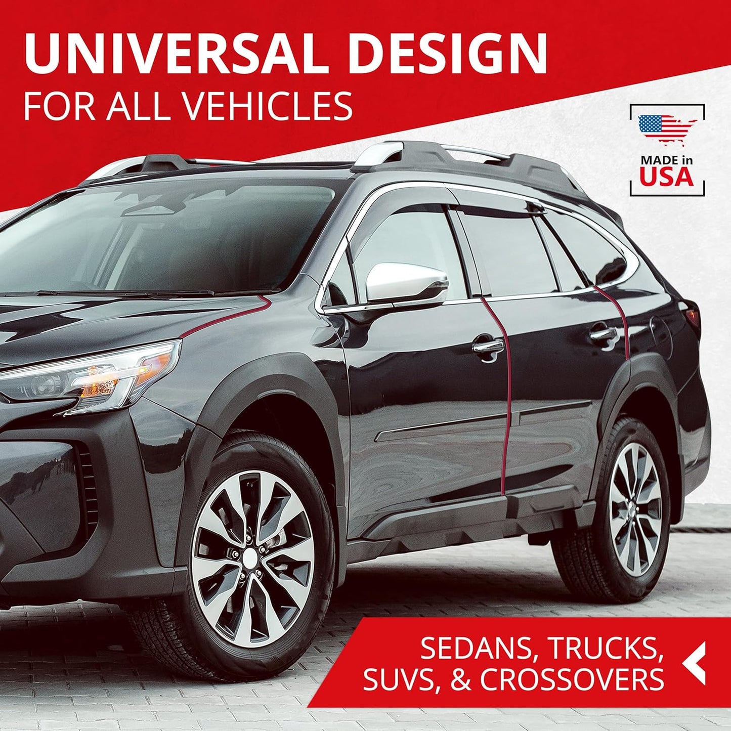 All-Fit Universal Car Door Edge Protector - Flexible DIY Trim to Prevent Scratches & Dings (10 Ft - Red)