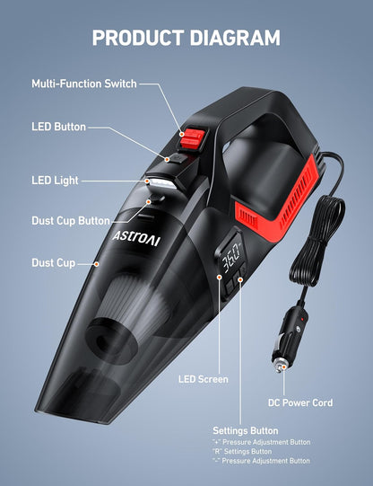 🌀 4-in-1 Car Vacuum & Tire Inflator – 150 PSI Air Compressor, LED Light, Digital Display, Portable Detailing Beast 🚗⚡