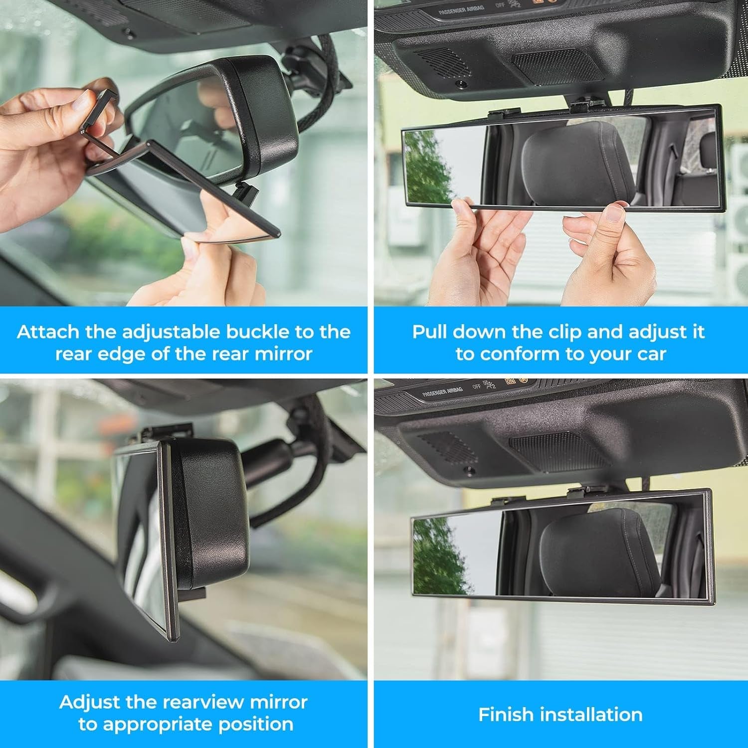 Wide-Angle Rear View Mirror — HD Clip-On Panoramic Mirror