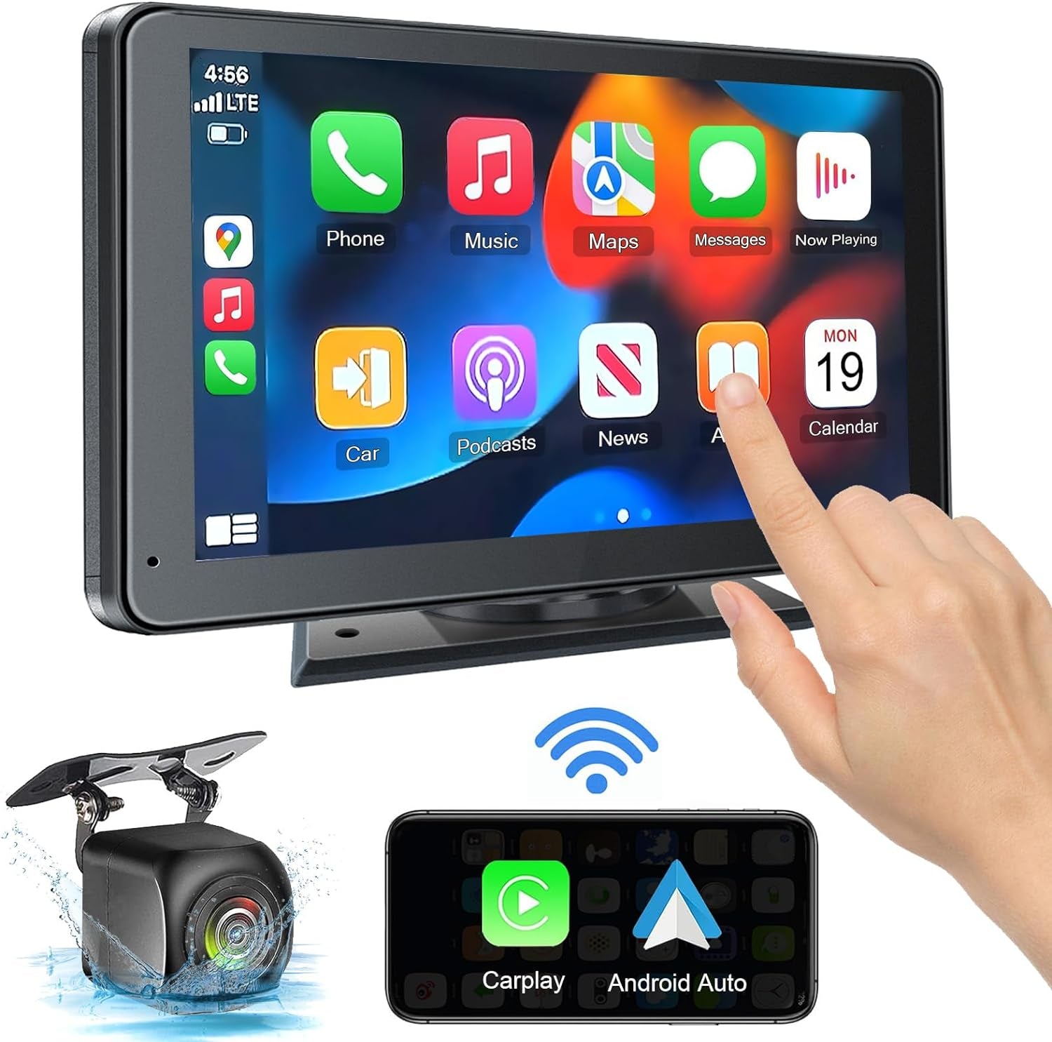 Wireless Car Stereo – 7” Touchscreen Apple CarPlay & Android Auto with Backup Camera 📱🚘