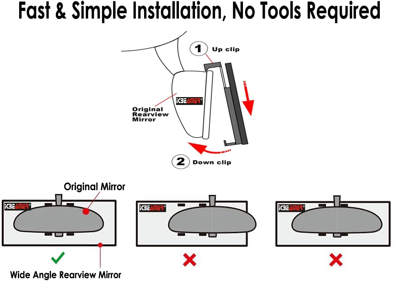 🔵 14.2” Clip-On Rear View Mirror – Wide Angle Blue Tint Anti-Glare