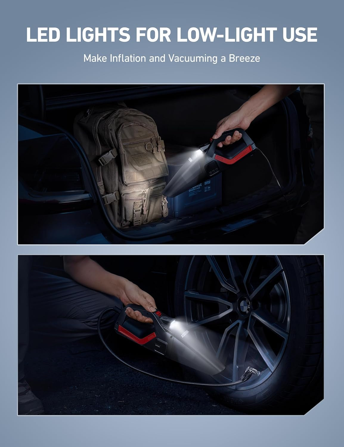 🌀 4-in-1 Car Vacuum & Tire Inflator – 150 PSI Air Compressor, LED Light, Digital Display, Portable Detailing Beast 🚗⚡