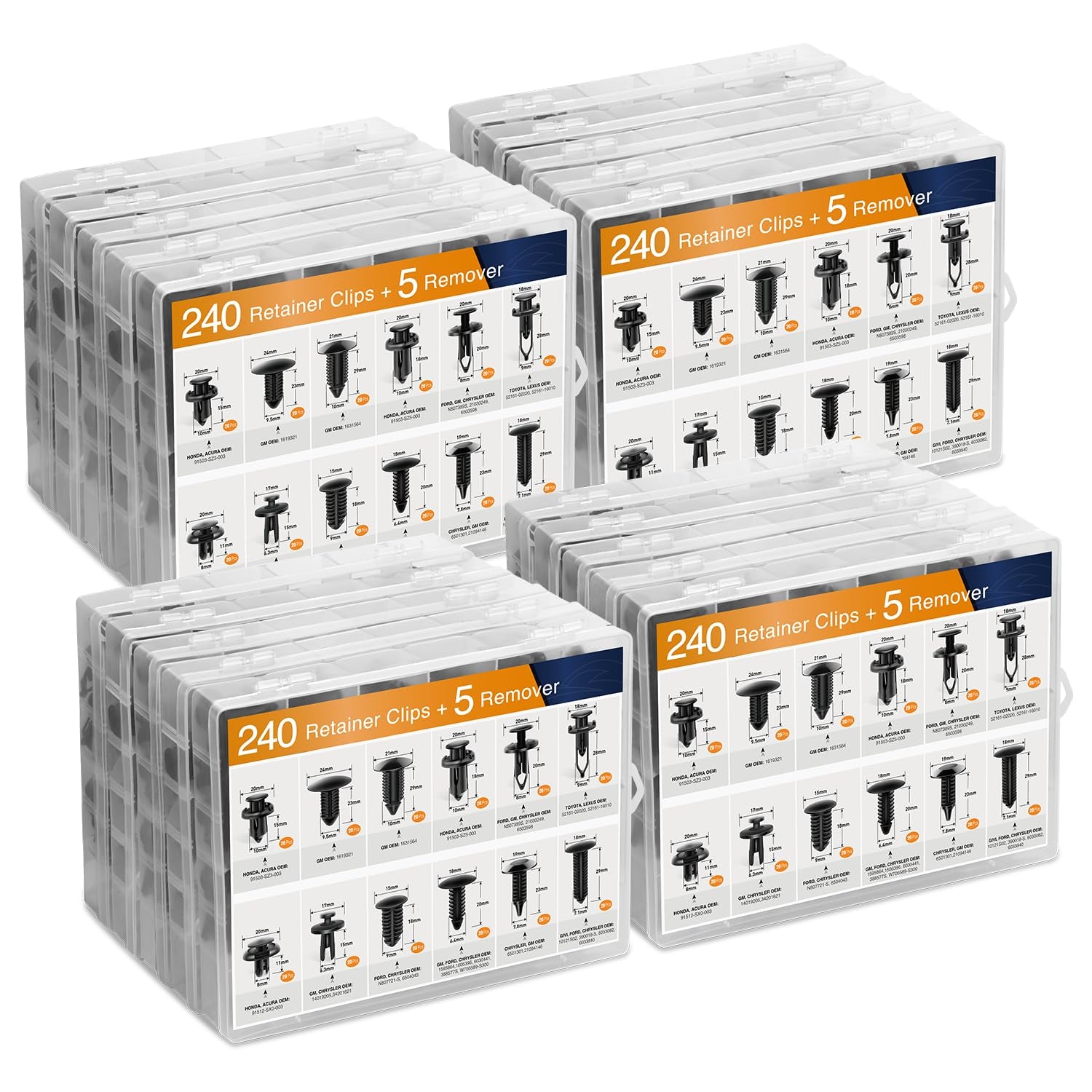 240PCS Car Retainer Clip Set – Rivets & Fasteners for GM, Ford, Toyota ⚙️🧰