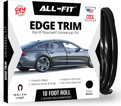 All-Fit Universal Car Door Edge Protector - Flexible DIY Trim to Prevent Scratches & Dings (10 Ft - Red)