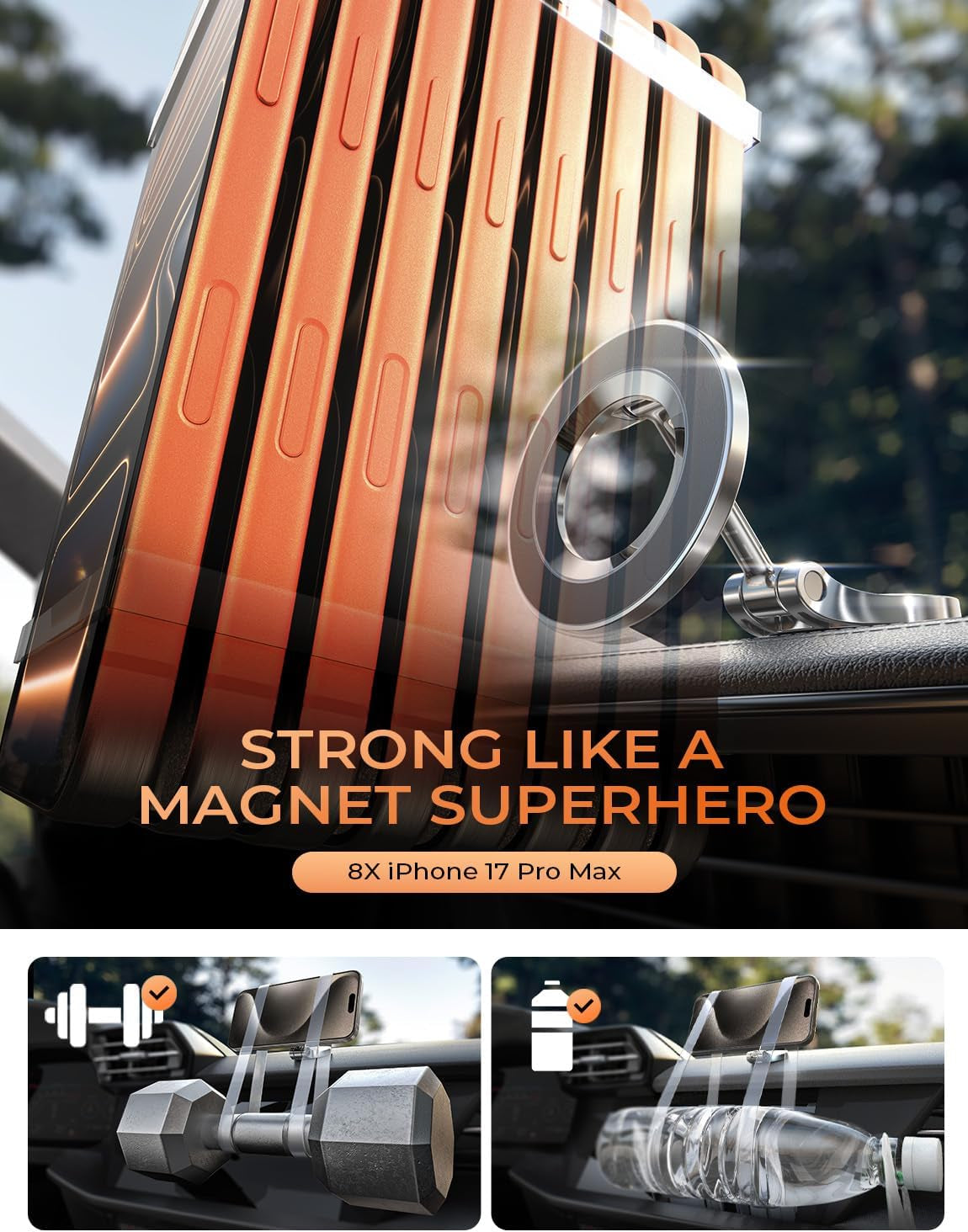 Magnetic Car Mount for iPhone 17 Pro Max - Ultra-Small Dashboard Phone Holder, Perfect Car Accessories for Everyone! Compatibility with iPhone 17 Series and Earlier Models